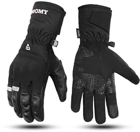 Msport Winter Motorradhandschuhe Thermisch 100% Wasserdicht – Schutzhandschuhe für Roller, Ski & Snowboard mit Touchscreen-Funktion - Mod.2 Schwarz L
