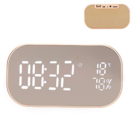 Bewinner Radio-réveil avec FM, Enciente Bluetooth, Reveil Lumineux Affichage LED, Radio FM Numérique Thermomètre Intérieur pour Chambre, Maison, Bureau