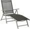 MOONAIRY Klappbare Sonnenliege, Sonnenliege Balkon, Gartenliege, Strandliege, Relaxliege Garten, Saunaliege, Liegestuhl, Textilene und Aluminium Schwarz Silbern