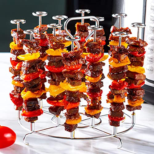 Your's Bath Air Fryer Skewer Stand Compatible with Ninja Foodi 6Qt /8Qt Stainless Steel Vertical Skewers Holder Air Fryer Accessories Grill for Grilling Home Kitchen Kabobs (6 QT grill)