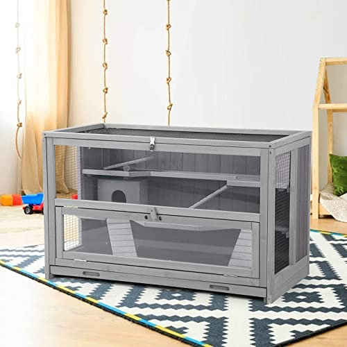 Hamsterkäfig Meerschweinchen Habitat Rattenkäfig mit Kauspielzeug Versteck, Futternapf, Frettchen, Haus aus auslaufsicherem Kunststoff mit 3 Etagen