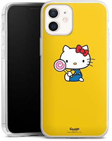 Slim Case extra dünn kompatibel mit Apple iPhone 12 mini Silikon Handyhülle transparent Hülle Hello Kitty Cartoon Fanartikel