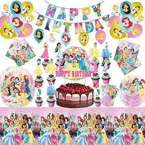 Prinzessin Partygeschirr,Prinzessin Geburtstag Party Tableware, deko geburtstag Prinzessin,luftballon Prinzessin Deko Kindergeburtstag,Party Dekoration
