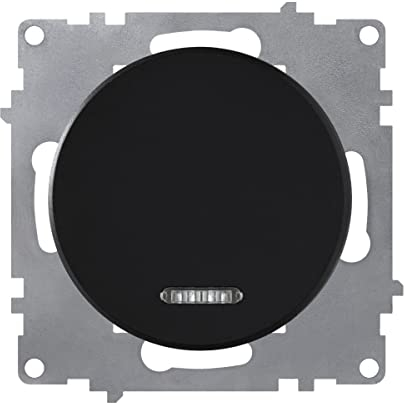 OneKeyElectro: Design-Kontrollschalter mit LED-Glimmlampe, 1fach, 1 Weg, Unterputz, matt-Antifingerprint, Schutzart IP20, 230V/16A, ohne Rahmen, schwarz