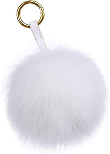 Damen Fuchspelz Pom Pom Ball Echtfell Fell Pelz Bommel Schlüsselanhänger Taschenanhänger Schlüssel- Taschen- Fellanhänger Pelz-Anhänger für Handtaschen, Rückspiegel im Auto