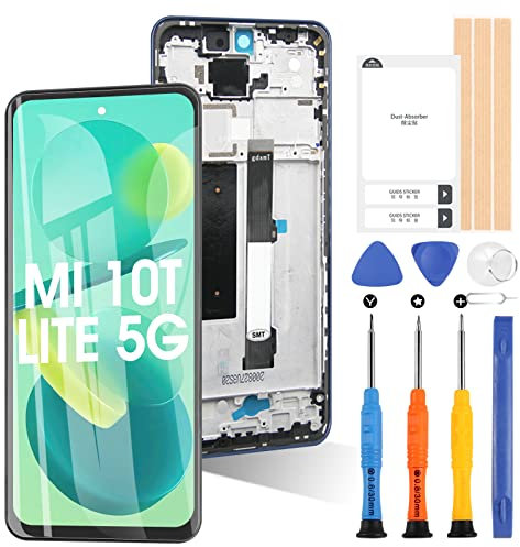 ARSSLY Pantalla para Xiaomi Mi 10T Lite 5G M2007J17G LCD Pantalla Digitalizador Asamblea Cristal Reemplazo Pantalla Táctil con Herramientas (Negro con Marco)