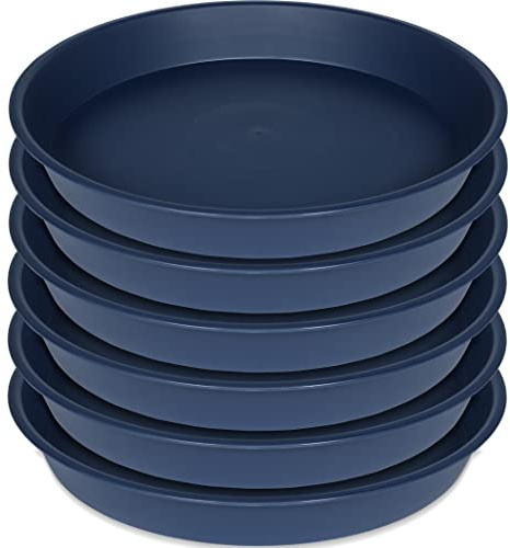 Bleuhome Pflanzenuntersetzer, robuster Kunststoff, rund, Blumentopf-Untersetzer für den Innenbereich, Tropfschalen für Übertopf, 25,4 cm, Blau, 6er-Pack