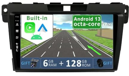 YUNTX [6GB+128GB] Android 14 Autoradio für Mazda CX-7 (2008-2014)-[Integriertes CarPlay/Android Auto/DSP/GPS]-9”IPS 2.5D-Kamera+MIC-DAB/Mirror Link/Bluetooth 5.0/360 Kamera/Lenkradsteuerung