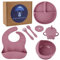 Baby Feeding Silicone Set, Weaning Kit with Suction Plate, Bowl, Adjustable Bib, Utensils Set - Perfect for Infant & Toddler Mealtime, Non-Slip Dishware, BPA-Free, Easy Clean (Pink)