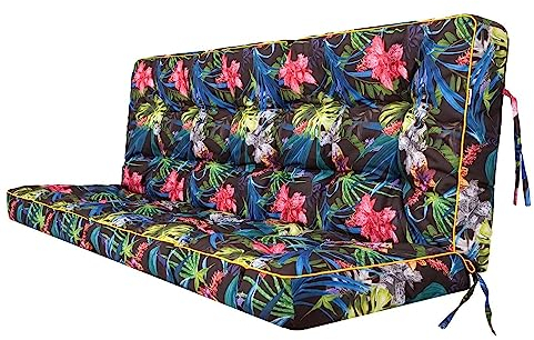shivler Kissen für Hollywoodschaukel und Gartenbank Gartenkissen Gartenbankauflage Bankauflage Bankkissen Garten Gartenmöbel Schaukelkissen (180 cm, Bunte Bläter)