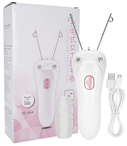 Einfädler-Haarentferner, Elektrischer Einfädel-Epilierer, Haarentferner, USB-Aufladung, Baumwollfaden-Epilierer (Host-Baumwollfaden-USB-Kabel) (Rosa)