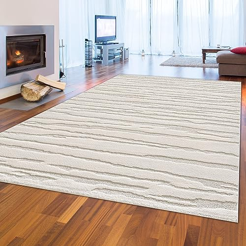 Teppich-Traum Kinderzimmer modern Kurzflor Designerteppich weich flauschig Creme Beige Boho Style Abstraktmuster weich flauschig Schalfzimmer 120x170 cm