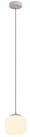 EGLO Hängelampe Cominio, 1-flammige Pendelleuchte über Esstisch | Esszimmerlampe aus satiniertem Glas und Metall in Taupe, Hängeleuchte mit E27 Fassung, Ø 18,5 cm