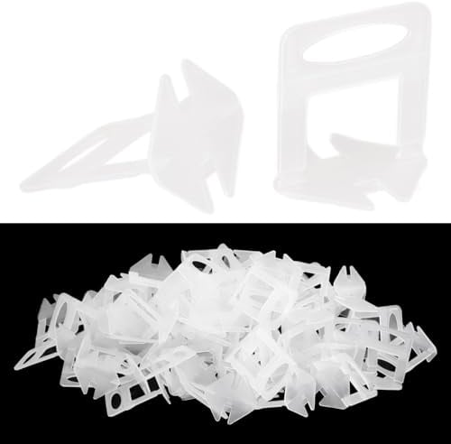 AKOLAFE 500 Stück Fliesen Nivelliersystem 1,5mm Zuglaschen PVC Kunststoff Fliesenverlegehilfe 36mm Fugenbreite Fliesen Fliesenhöhe 38mm Werkzeug für die Steinverlegung