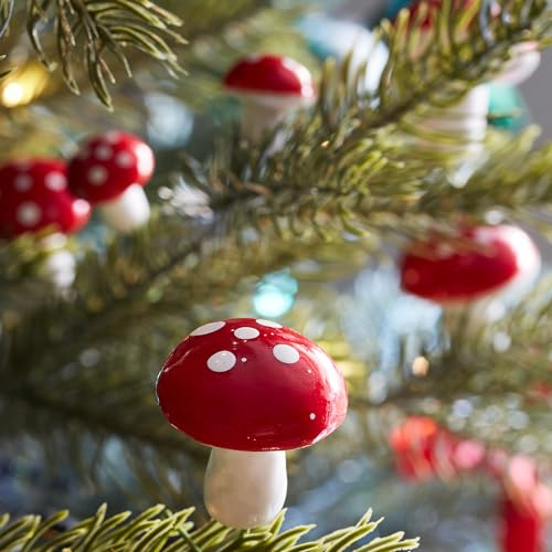 Lights4fun 62er Set Pilz Dekoration innen Weihnachtsbaumdeko Fliegenpilze Christbaumschmuck