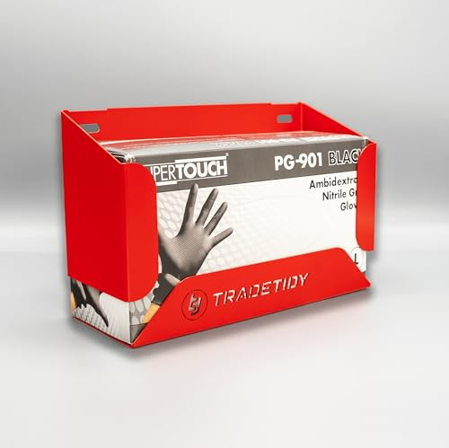 Tradetidy Boîte à gants en latex / nitrile / jetable - Idéal pour camionnettes, garages, ateliers - Fabriqué en acier (rouge)