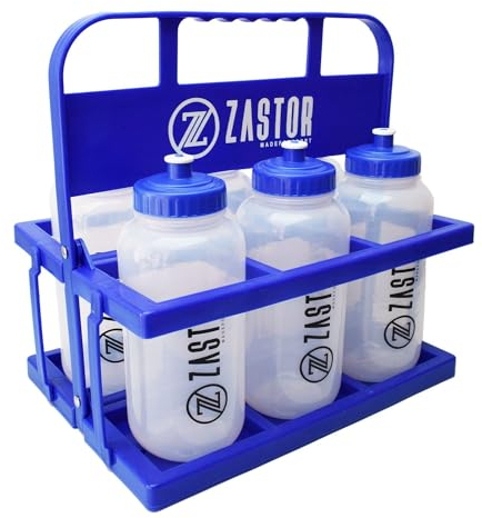 Pack 6 Botellas 1 Litro con Portabotellas Plegable Azul