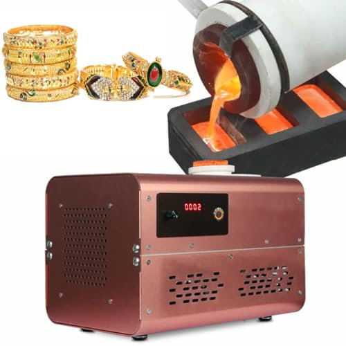 HLGKBY Four de Fusion d'or 5000 W avec creuset en Graphite, Four de Fusion numérique électrique de 2 kg, Four de coulée de raffinage de 1800 ℃, contrôle précis Intelligent, 3 à 5 Minutes