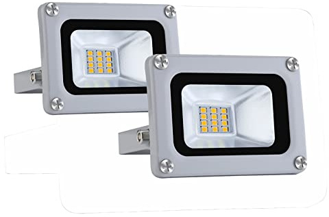 BiiKoon Luce di Sicurezza Super Luminosa da 10 W 12-24 V CC Alimentatore CC IP65 Luce di Inondazione Esterna Impermeabile for Cortile, Giardino, Campo da Basket, Arena (Color : 2PACK, Size : 10W)