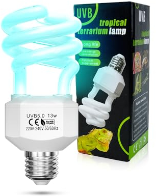 TobeBright 13W UVB Lampe 5.0 E27 uva uvb reptilien terrarium lampe AC220-240V uvb compact leuchtstofflampe für aquarium, glasbehälter, fütterer, schildkröte, schlange, eidechse, etc (1Pcs)
