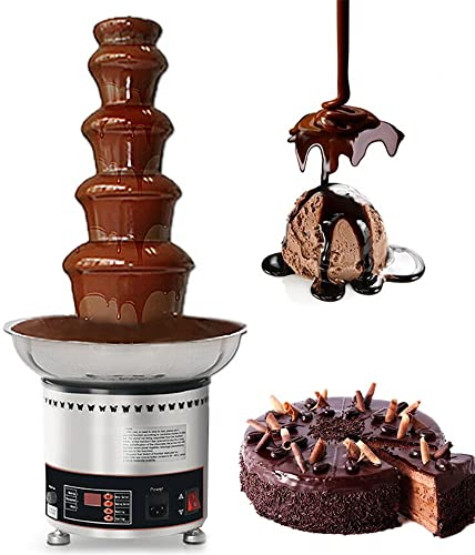 AINITAIFENG 5 Tier Stainless Steel Electric Chocolate Fondue Fountain, Chocolate Melting Machine - 4lbs Capacity For, Digital Control/Easy Installation, For Chocolate Candy Butter Cheese