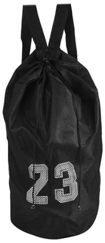 WOHPNLE Netz Rucksack Mit Kordelzug, Extra Große Tasche Für Sportbälle, Basketball, Fußball, Fußball, Sport, Training, Training, Netz Rucksack, Schultertasche Mit Kordelzug(Schwarz)
