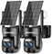 BEENOZO Cámara Vigilancia WiFi Exterior Solar, 4K 360° PTZ Camaras de Seguridad Domicilio sin Cables con Aplicación, Color Visión Nocturna, Sirena, Seguimiento Automático, Audio Bidireccional,2 Piezas