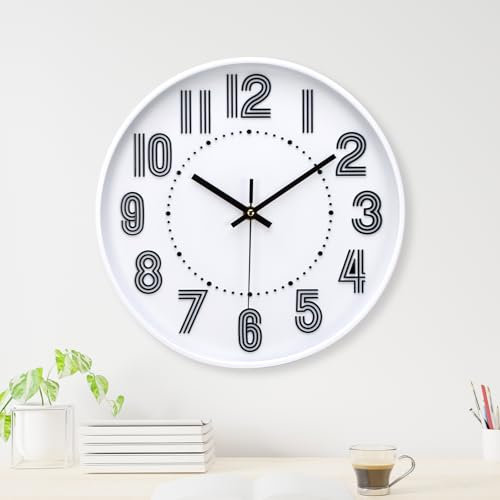 VINILITE Wanduhr ohne Tickgeräusche Modern 3D Digitale Quartz Lautlos Wanduhr Batteriebetrieben für Küche, Wohnzimmer, Schlafzimmer, Büro 30x30 cm