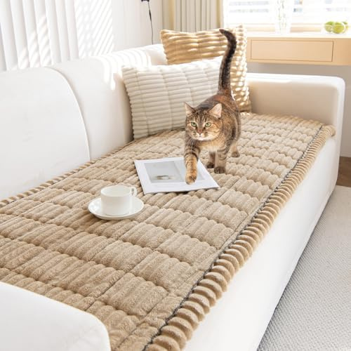TOPCHANCES Sofa Überzug,2024 Neue Verdickter Cordstoff Universelle rutschfeste Sofabezug 2/3/4 Sitzer Für L Form Eckcouch Waschbar Sofabezug Hund Katze Kratzschut(Cord Braun,70×180cm 1 Stück)