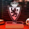 Transparent Gift Lámpara Personalizada Equipos Fútbol. Regalos Originales Cumpleaños Infantiles. Regalos para Hombres, Día del Padre. Diseño Escudo Zaragoza de Metacrilato y Madera. Luz LED
