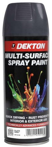 Inspired Essentials - All Purpose Aerosol Spray Paint 400ml Quick Drying Spray, Fast Dry and Excellent Coverage for Metal, Wood, Plastic and More (1, Dekton Slate Grey)