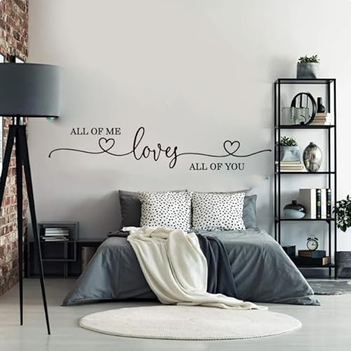 Wandtattoo „All Of Me Loves All Of You“ Wandaufkleber Schlafzimmer Wohnzimmer Wandtattoo, schwarz, 150x31cm