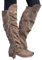 Stivali sopra il ginocchio, da cowboy con frange, stivali western da donna, in pelle scamosciata, stivali lunghi al ginocchio, stivali da equitazione, da lavoro, invernali, cachi, 38 EU