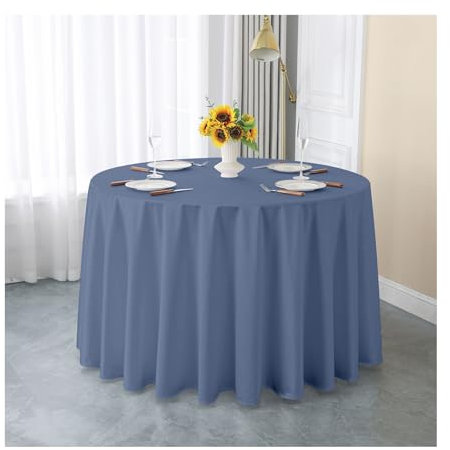 GOEXCPL Einfarbige runde Satin-Tischdecke Verdicken Glatter Stoff Geeignet für Restaurants, Hotels, Hochzeiten und Partys Maschinenwaschbar, Blau-4, Durchmesser 200 cm