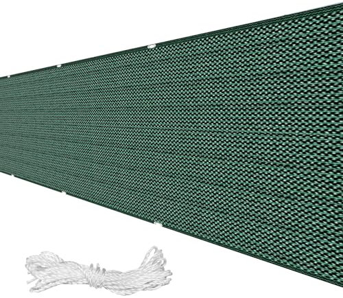 Brisevue pour Balcon sans Perçage 140 x 460 cm Résistant Aux Déchirures et Au Vent Brise Vue Jardin Brise Vue Terrasse avec Serre Câbles pour Jardin Extérieur Balcon, Vert Foncé