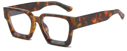 YAMEIZE Blue Light Blocking Glasses for Women Men Square Eyeglasses Computer Gaming Anti Blue Light Thick Frame Glasses