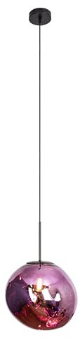 Leuchte.Store Pendelleuchte Canopus,Hängelampe in Lila,Hängeleuchte aus Metall & Glas im Lavadesign,Esstischlampe 1-flammig (1xE27 max.25 Watt),Wohnzimmerlampe 28cm ⌀,Glasleuchte,Pendellampe