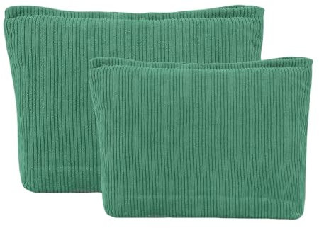 Zenovate Kosmetiktasche Damen, Kordsamt-Make up Tasche für Handtasche Schminktasche Klein, Travel Cosmetic Bag Makeup Bag, Groß Kapazität Kulturtasche für Damen Mädchen-Dunkelgrün (1 Groß + 1 Klein)