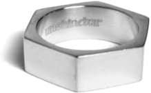 UNSHINEBAR Hexagon Ring für Herren und Damen - Geometric Ring aus Edelstahl und 18K Gold - Wasserfester Hexagon Bandring in Silber und Gold (Silber, 9)