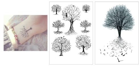 2 Bögen Temporäre Tattoos Falsche Baum Tattoo Vogel SC887 972