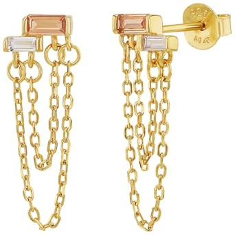 NOELANI Ohrstecker 925 Sterling Silber Damen Ohrschmuck, mit Zirkonia synth., 2,3 cm, Apricot, Kommt in Schmuck Geschenk Box, 2039669