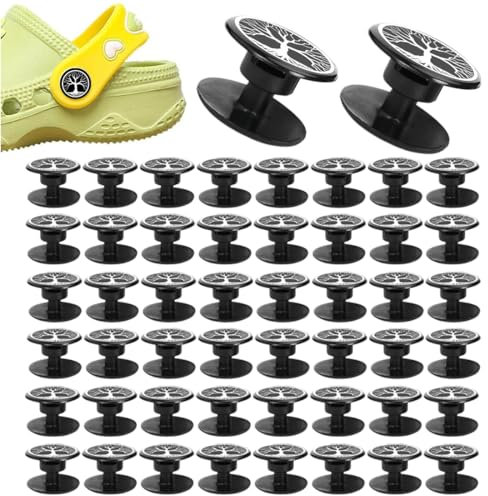 BCHKO 24 pares de botones y remaches de repuesto con patrón de árbol de la vida para zapatos (negro)
