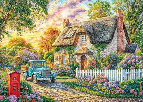 Puzzles 1000 Pieces for Adults jigsaw puzzles for adults-Romantic Flower House-1000 Piece Puzzle Classic Educational Games Beautiful Decoration Puzzle