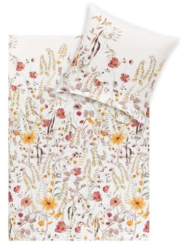 ESTELLA Bettwäsche Adelia | Natur | 155x220 cm + 80x80 cm | seidig-glänzende Oberfläche | pflegeleicht & trocknerfest | atmungsaktiv & anschmiegsam | 100% Bio-Baumwolle