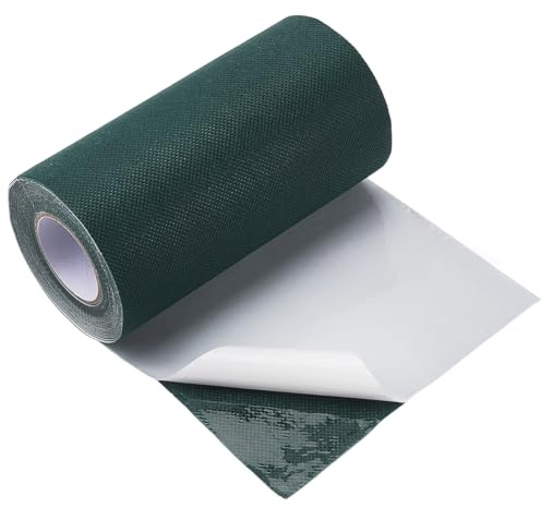 CREATCABIN 16.4 Ft Self Adhesive Grass Rug Tape Lawn Seam Fixing Tape for Carpet Jointing Yards Fields Golfing Parks Football Schools Events to Spruce up Any Open Space Firm Dark Green (Single)