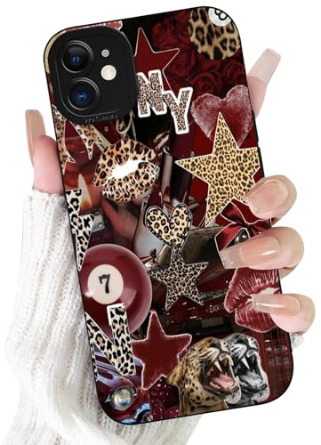 Xylota Handyhülle für iPhone 11 6,1'' Hülle, Aesthetic Leopard Muster Design Schutzhülle, Süßes Vintage Weiche TPU Stoßfeste Silikon Men Mädchen Frauen Kratzfest Kameraschutz Case, Rot