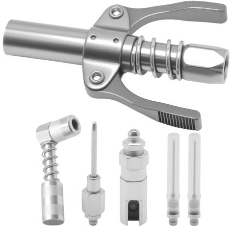 JUUDDENPARTS 6-piece Grease Gun Coupler Kit for 10,000 psi, Grease Gun Connectors, Suitable for Various Machinery, Vehicles, Tractors, and Construction Equipment