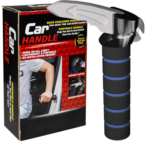 TOEVE 3 in 1 Car Door Handle for Disabled Elderly,Car Handle Mobility Aid,Car Handle Assist Support Multifunction,Latch Handle for Seniors and Handicap (1 Pack Blue-)