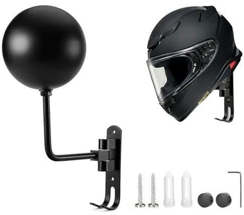 CHUANFU Helmhalterung Wand Wandmontage, Motorradhelm Helmhalterung Wand, 180° Rotation Metall Helm Halter Wandhalterung mit Haken Huthalterung für Reithelm Motorradhelm Mützen Schlüsse