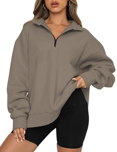 Famulily Womens Warm Basic Sweatshirt with Pockets Lapel Half Zip Up Casual Pullover Tops for Leggings S-XL